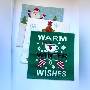 Festive Holiday Pillow Covers Set - Green, White, Red